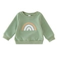 thumbnail image 1 of Gibobby Sudadera para niños pequeños, bebés, niños y niñas, camisetas de manga larga, sudaderas informales de otoño y primavera, estampados de arcoíris(H, 12-18 Meses), 1 of 4