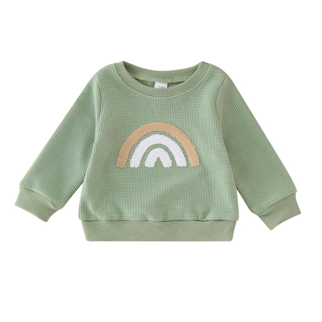 Gibobby Sudadera para niños pequeños, bebés, niños y niñas, camisetas de manga larga, sudaderas informales de otoño y primavera, estampados de arcoíris(H, 12-18 Meses)