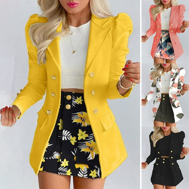 X 3PCS Woman Suit Jacket Casual Pocketed Office Blazers Draped Open Front Cardigans Jacket Work Suit