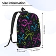 thumbnail image 2 of 17in Backpack With Pocket Adjustable Shoulder Strap Large Capacity Zipper Opening And Closing Double Pull Head Zipper For Work Travel Sports Bold Thin Neon Contemporary Ribbon Bow Pattern, 2 of 8