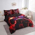 thumbnail image 2 of Erosebridal 7Pcs Gamer Comforter Set Queen For Boys,Gaming Bedding Comforter Set,Video Games Controller Gamepad Bed In A Bag Neon Glowing Square Geometric Grid Red Bed Sets With Comforter And Sheets, 2 of 5