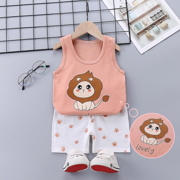 3T 70GreenSummer Cute Cartoon 2pcs Niños Bebé Niños Niñas Chaleco de dibujos animados Top Shorts Pantalones Conjunto Ropa Niños Pijamas Niñas Ropa Conjuntos esquí esquí Gafas de esquí