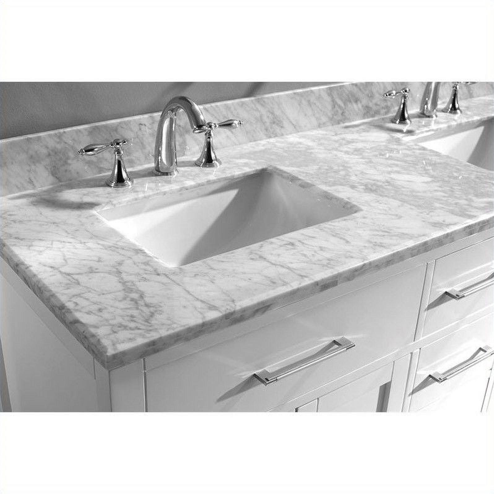 Caroline 60" Double Bath Vanity in White with White Marble Top and Square Sinks with Matching Mirror - image 4 of 4