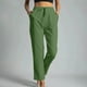 thumbnail image 2 of Pantalones Largos Hasta Los Tobillos de Algodón Y Lino Para Mujer, Pantalones Elásticos Informales Con Bolsillos, Pantalones Largos Odeerbi ODB-6, 2 of 8