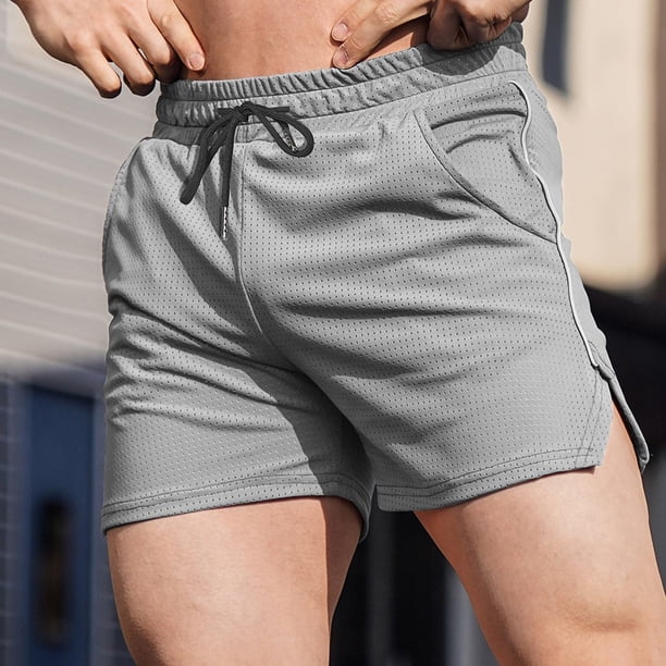 pstuiky Pantalones cortos para hombre, Pantalones cortos deportivos casuales de fitness para hombre, transpirables, de malla, para correr y entrenar Pantalones cortos de baloncesto