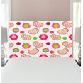 thumbnail image 1 of Flower Headboard, Flowers Stitches Checked Lines Stripes Heart Round Shapes Craft Patchwork Art, Upholstered Decorative Metal Bed Headboard with Memory Foam, Twin Size, Lime Purple Red, by Ambesonne, 1 of 4