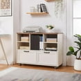 thumbnail image 2 of 40" Lateral File Cabinet,Farmhouse Wood Small Home Office Storage with Wheels,Filing Cabinet with 2 Drawers for Legal/Letter/ A4 Size (Brown), 2 of 8