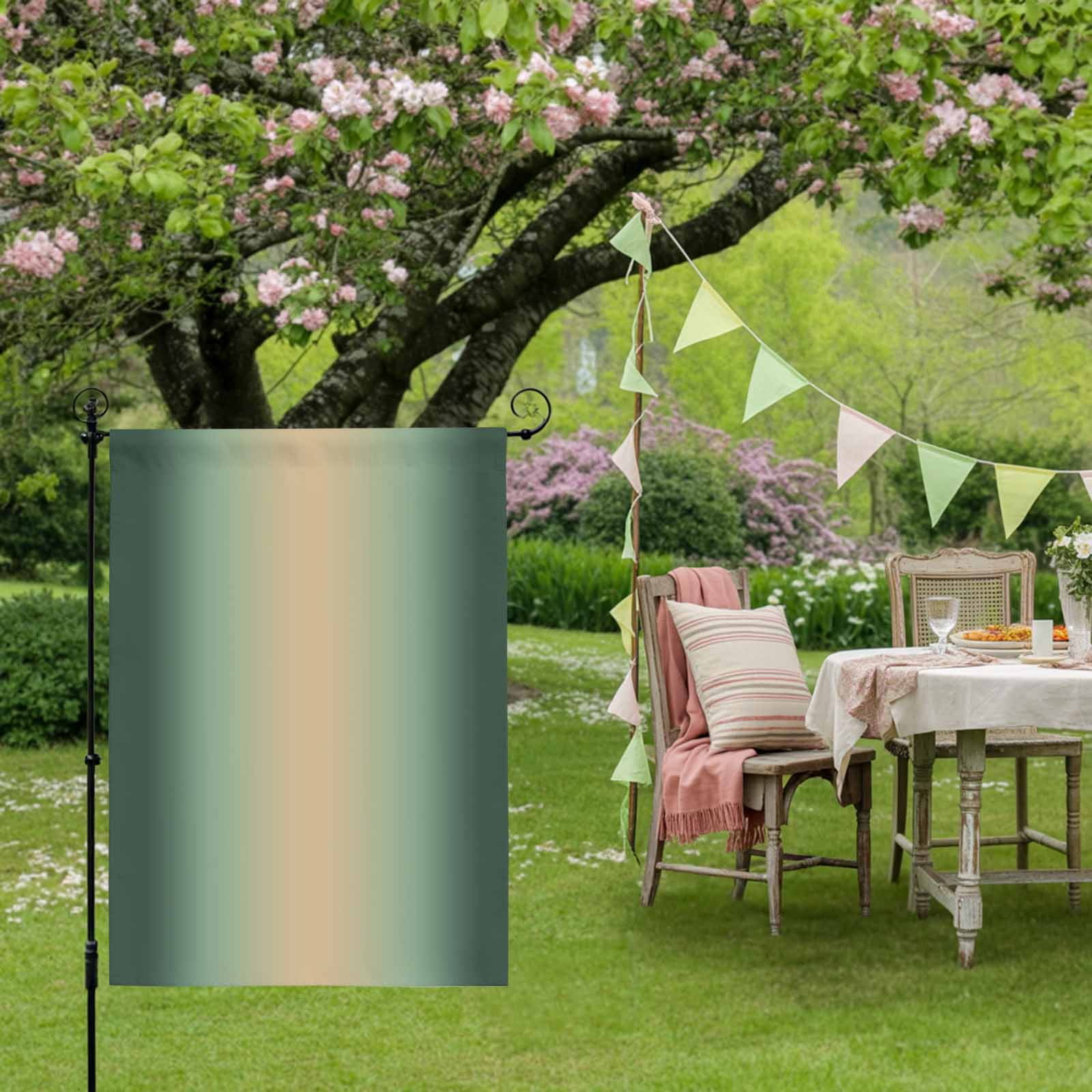Forest Green Yellow Gradient House Flag 28 x 40 Inches, Minimalist Ombre Modern Art Weather Proof Outdoor Patio Flags Double Sided Small House Decoration for Yard Lawn Outside Home