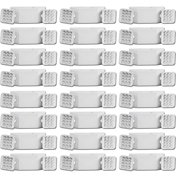 24 PACK LED Emergency Lights Fixture, Commercial Emergency Light with Battery Backup, Hardwired Emergency Light for Business Home Power Outage, Two Head Adustable Emergency Exit Lighting AC120V/ 277V
