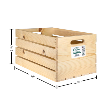 Good Wood by Leisure Arts Wooden Crate, wood crate unfinished, wood crates for display, wood crates for storage, wooden crates unfinished, 18" x 12.5" x 9.5"