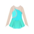 thumbnail image 4 of renvena Kids Girls Shiny Rhinestones Mesh Splice Figure Ice Skating Dress 6-16 Mint Green 14, 4 of 7