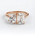 thumbnail image 3 of solitaire jewels 3TCWPea and Emerald Cut Moissanite Toi Et Moi Engagement Ring For Women, 18K Rose Gold, 3 of 6