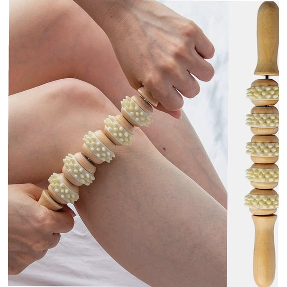 Handheld Massage Roller Stick for Sore Muscle, Wood Therapy Massage Tools for Body, WoodenRoller for Deep Tissue,Massager for Legs/Thighs/Butt