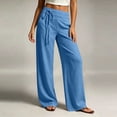thumbnail image 5 of Guluxicc Women's Linen Pants with Pockets Elastic Waist Drawstring Wide Leg Trousers for Everyday Wear Summer Casual Outfits, 5 of 6