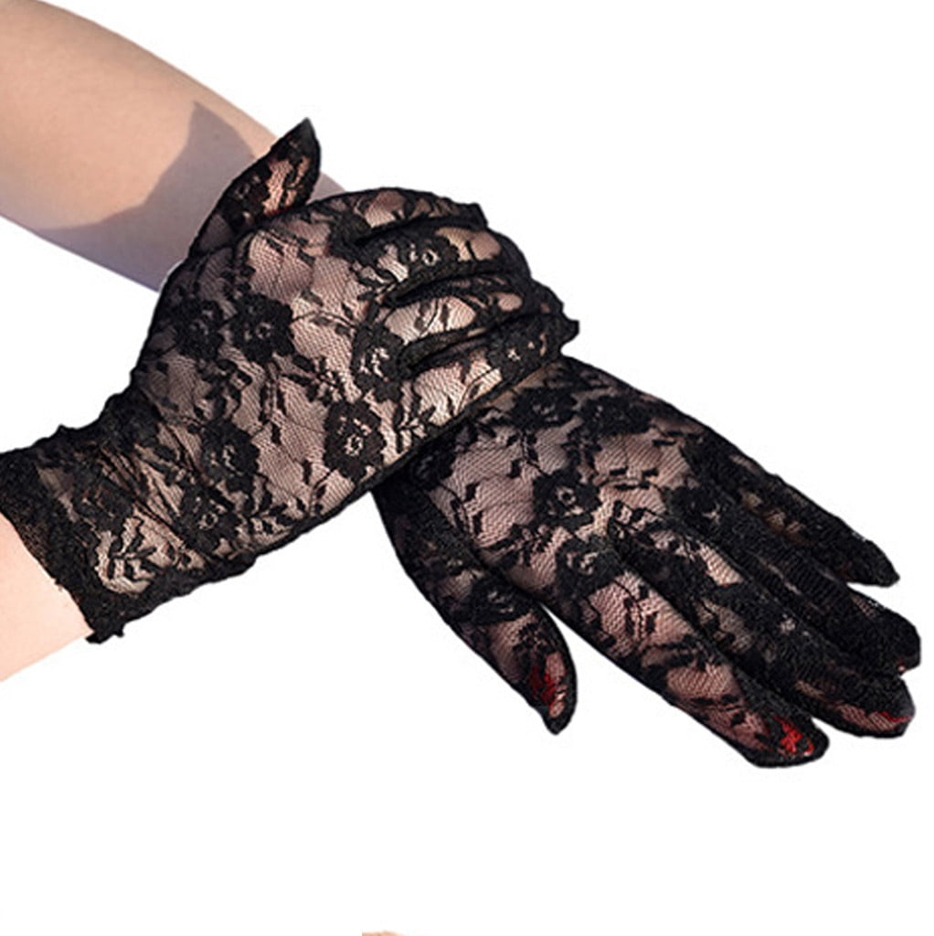 YUEHAO Outdoor UV-proof riding screen display party household lace breathable gloves Black