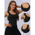 thumbnail image 3 of DARING DIVA Women's Ribbed Square Neck Slim-Fit Lace Trim Tank Tops M Black, 3 of 6
