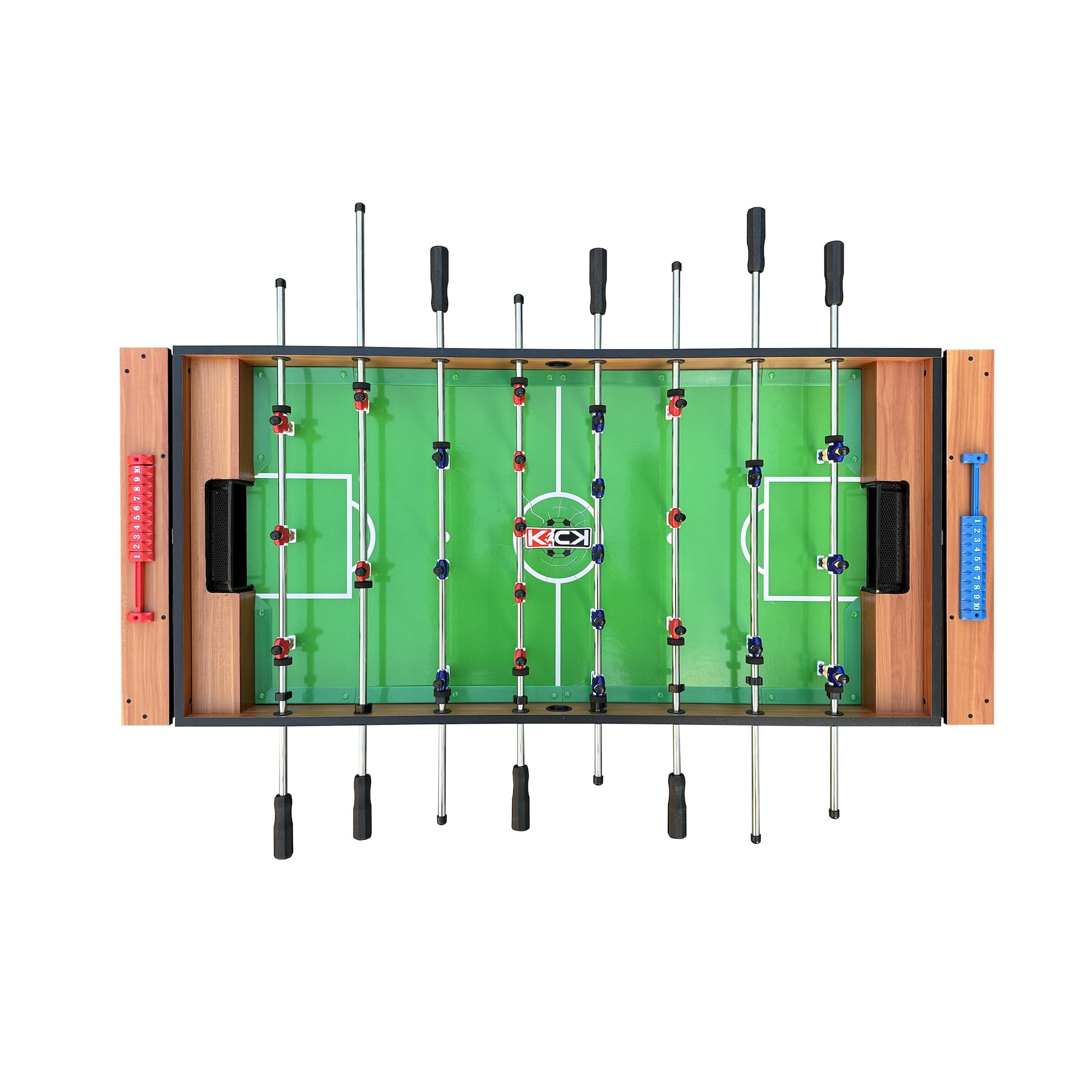 KICK Twain 48″ 2-in-1 Multi Game Table (Brown) - Combo Game Table Set - Billiards/Pool and Foosball for Home, Game Room, Friends and Family!