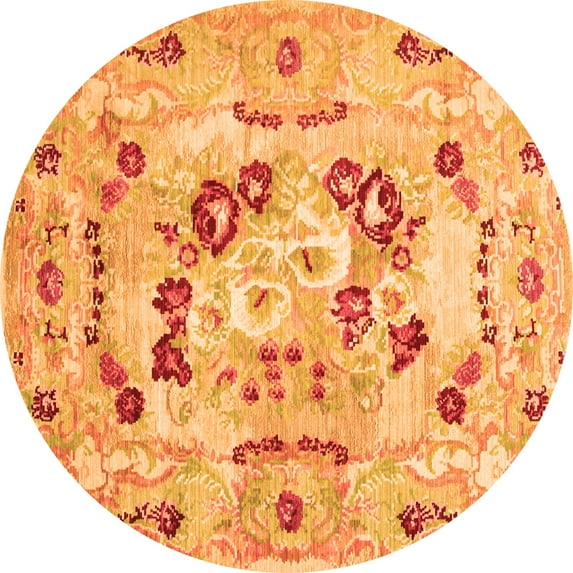 Ahgly Company Indoor Round Abstract Orange Contemporary Area Rugs, 5' Round