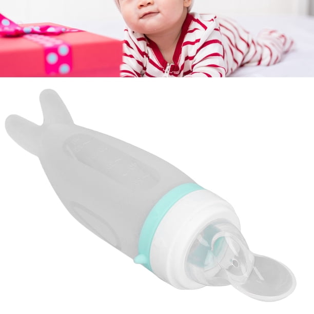 Alimentador de Alimentos de Silicona para Bebés, Tapa de Polvo Verde y Seguro para el Polvo Silicona Botella de Bebé Diseño Integleguado Cuchara extra para pasta de vegetales