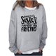 thumbnail image 2 of Pntutb mujeres de gran tamaño texto divertido letra impresa cuello redondo manga larga suelta solo sudadera tops pulóver blusa Pntutb Pntutb-2464, 2 of 5