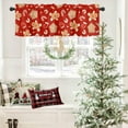thumbnail image 4 of Christmas Curtain Valance, Gingerbread Man Xmas Socks Glove Snowflake Candy Canes Red Short Rod Pocket Window Treatment for Living Room, Bedroom, Kitchen, Bathroom, 1 Panel, 54" W x 18" L, 4 of 8