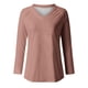 thumbnail image 4 of KIHOUT - Blusas casuales para mujer, liquidación 2024, moda clásica, blusa lisa con cuello en V, blusas básicas holgadas de otoño, blusas tipo túnica de manga larga, 4 of 4