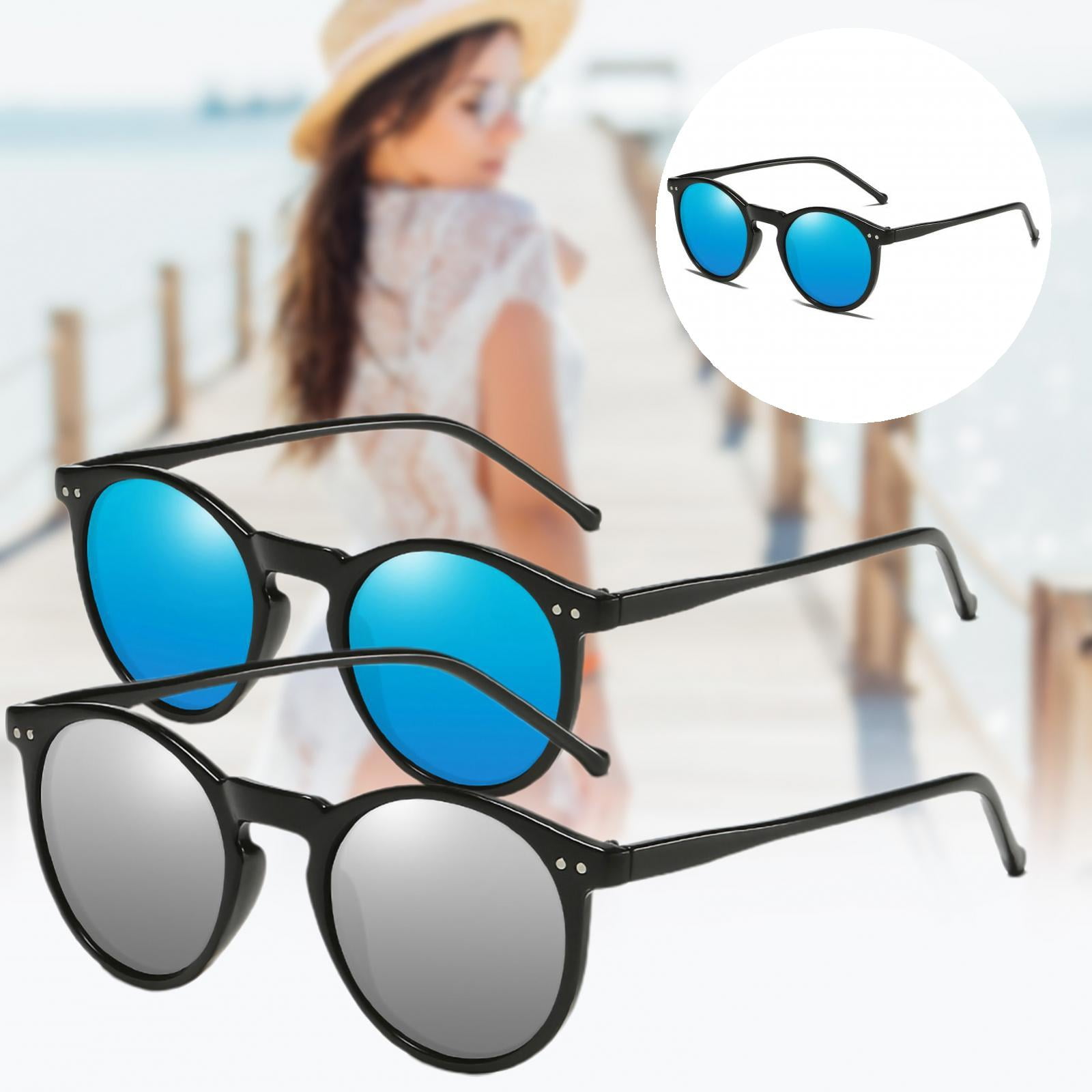 Women Sunglasses Polarized Round Black Frame Ultra light Retro Classic Eye Protection Clear Lens UV Protection Adults Fashion Sunglasses for Outdoor