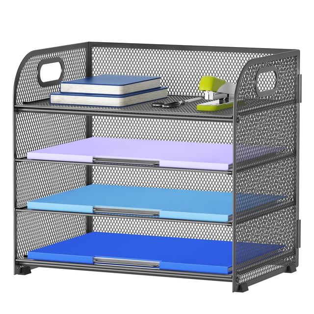 Organizador de papel Marbrasse, bandeja para cartas de 4 niveles, gris