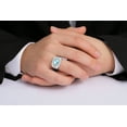 thumbnail image 3 of RYLOS Mens Rings Sterling Silver Designer Round Gemstone &  Sparkling Diamond Ring Blue Topaz December Birthstone Rings For Men, Men's Rings, Silver Rings, Sizes 8 - 13, 3 of 8