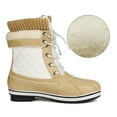 thumbnail image 2 of DREAM PAIRS Women Waterproof Winter Comfort Warm Snow Faux Fur Lined Flat Mid Calf Snow Boots MONTE_01 BEIGE/WHITE Size 9, 2 of 6