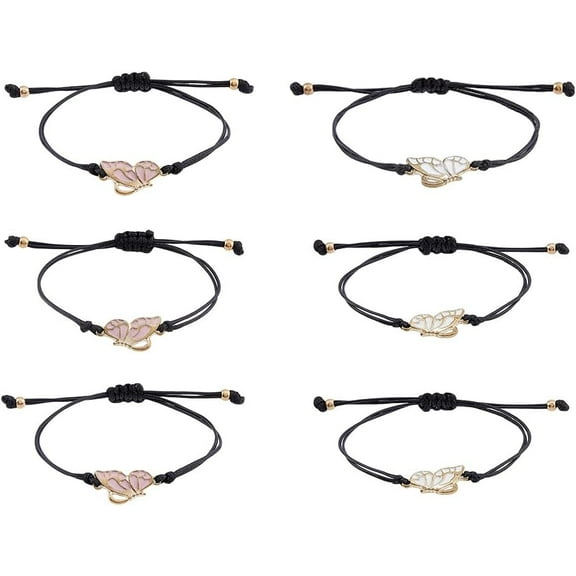 8Pcs BFF Bracelets Butterfly Matching Bracelets Adjustable Strand Bracelet Couple Bracelets Friendship Bracelets Link Bead Bracelets Jewelry Gifts for Women colorful