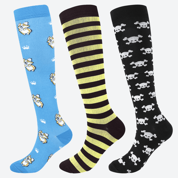 3 Pairs Copper Compression Socks for Women & Men Circulation 15-20 mmhg - Better Blood Flow, Swelling, Best Support for Medical, Running, Nursing
