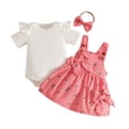 thumbnail image 1 of Rhuody Ensembles pour Filles Manches Courtes Col Rond Barboteuse Côtelée pour Bébé Justaucorps Nœud Papillon Jupes à Bretelles Ensembles Vêtements Rétro 12-18 Mois Rouge Melon D\'eau, 1 of 5