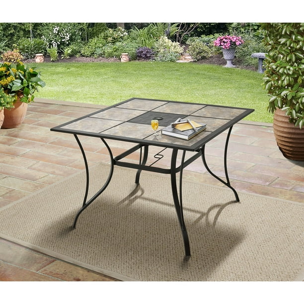 Mainstays Heritage Park 40 Tiled Patio Dining Table Com - Replacement Umbrella Tile For Patio Table