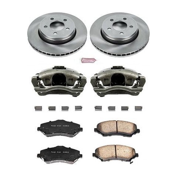 PowerStop Front Stock Replacement Brake Pad and Rotor Kit with Calipers Fits: DODGE JEEP Select Models KCOE1631