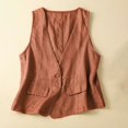 thumbnail image 2 of Jesvior Women'S Denim Cotton Linen Vest Sleeveless Cardigan Casual Fashion Waistcoat for Spring Summer Fall, 2 of 3