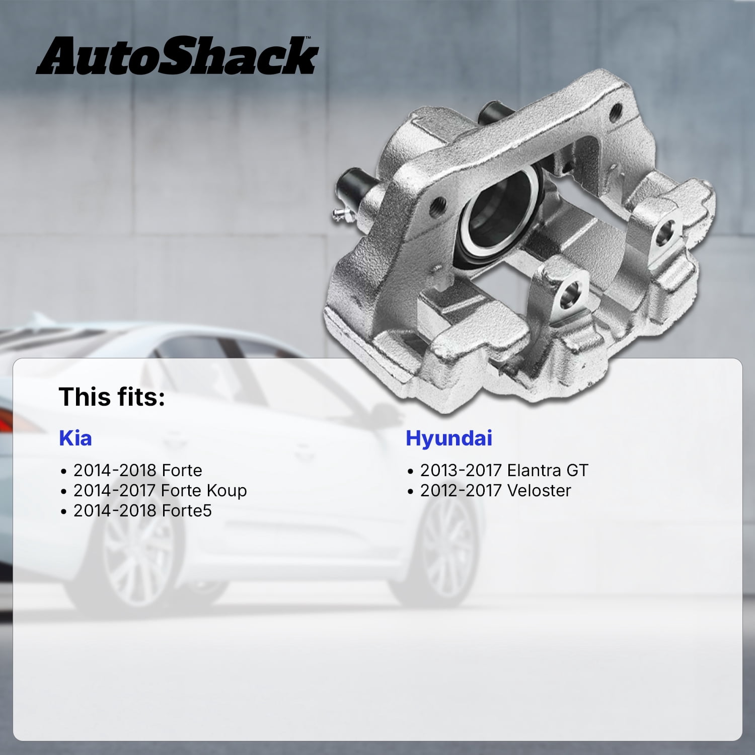 AutoShack Front Brake Caliper for Kia & Hyundai, Forte 2014-2018 Veloster 2012-2017 Elantra GT 2013-2017 Forte5 2014-2018, FWD L4 1.6L 1.8L 2.0L, Left or Right