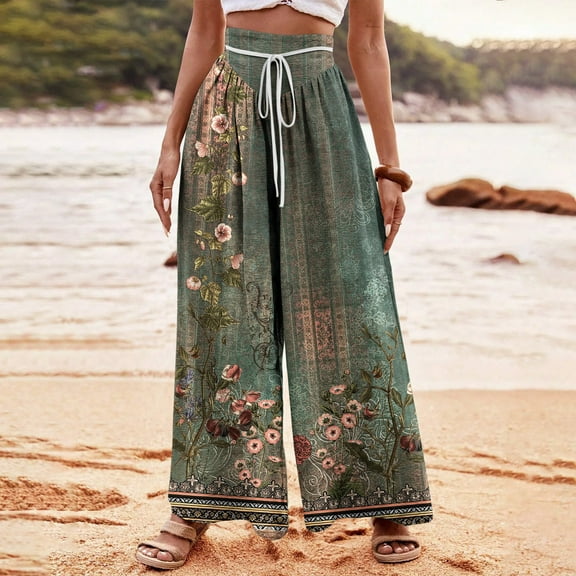 WXLWZYWL Wide Leg Pants for Women Drawstring Baggy Casual Sweatpants Loose Fit Elasitc Waist Lounge Trousers Irish Pants 2024 Trendy