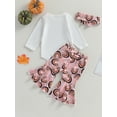 thumbnail image 3 of Infant Baby Girl Halloween Clothes Set Ghoul Gang Long Sleeve Romper Tops Pumpkin Flared Pants 3Pcs Fall Outfit, 3 of 7