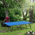 thumbnail image 2 of Outsunny 76" Two Person Folding Camping Cot with Carrying Bag, Blue, 2 of 10