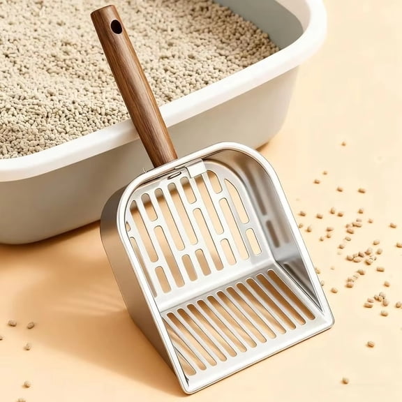 Stainless Steel Cat Litter Scoop Heavy Duty Metal Shovel with Fine Sifter Holes for Clumping and Tofu Litter