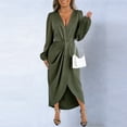 thumbnail image 4 of Vestido de Manga Larga Maxi Invitado de Boda Profundo Cuello en V Manga de Puff Satén Hendidura Lateral Elegante Vestido de Noche Formal para Mujeres, 4 of 8