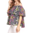 thumbnail image 4 of Sakkas Imani Colorful Wax African Ankara Dutch Off-shoulder Blouse Top Gorgeous - Black multi/stars - One Size Regular, 4 of 5