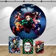 thumbnail image 2 of Fondo de fotografía con temática de Demon Slayer Kamado Tanjirou, decoración para fiesta de cumpleaños de Game Boy, cubierta cilíndrica elástica, 2 of 5