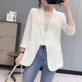 thumbnail image 1 of Internet Celebrity Explosion Chiffon Double-Layer Sun Protection Clothing plus size Summer Middle-aged Female Mother 9-Sleeve Small Suit Thin Jacket, 1 of 7