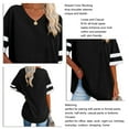 thumbnail image 3 of Women's Half Sleeve T Shirt V Neck Striped Color Blocking Fashionable Loose Summer Shirt Tops for Office Work Birthday Black XL, 3 of 4