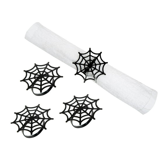 Black Spider Web Decorative Metal Napkin Rings Set of 4
