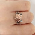 thumbnail image 2 of Womens Two Tone Flower Ring Copper Plated Rose Gold Ring with Gold Plated Gemstone Inlay Flower Design Ring Birthday Gift for Her Fashion Jewelry, 2 of 6