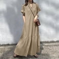 thumbnail image 4 of Inleife Womens Summer Dresses Plus Size Fashion Women Casual Loose V-Neck Short Sleeve Comfy Solid Pockets Dresses, 4 of 7