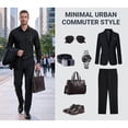 thumbnail image 5 of Mens Wrinkle-free Long Sleeve Dress Shirt Solid Stretch Black Button Down Shirt Business Wedding, 5 of 10